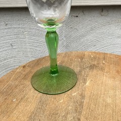 Green Glass Goblet Stemware Vintage Glass wine cocktail glass mcm