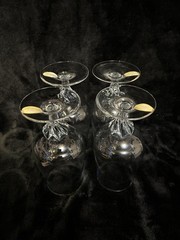 Four West Germany Light Blue Fine Crystal Vintage Cocktail Glasses With Sticker