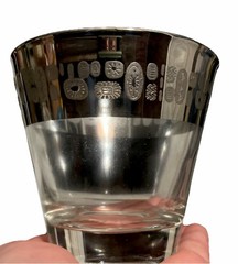 Vintage Canonsburg Temporama Atomic Silver Band MCMOld-Fashioned Lowball Glasses