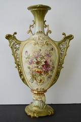 Rudolstadt Pottery Floral Reticulated Faces Vase