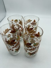 Set of 4 VTG Libbey Autumn Fall Leaves Thanksgiving Drinking Glasses 6″ Tall EUC