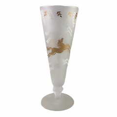 Vintage LIBBEY Calvacade Gold White Running Horses Pilsner Beer Glass Barware