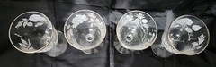 Set (4) Vtg Libbey Stemmed Glasses White & Gold Rose/ Trim Rose Bouquet 5.4″H