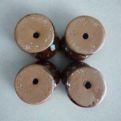 Vintage Drip Glaze Pottery Goblets Wine Glasses Brown Beige Set of 4 Ceramic