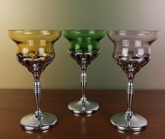 VTG 1940’s Art Deco Farber Brothers Krome Kraft Cocktail Glasses Set Of 3