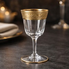 Tiffin-Franciscan Minton Optic Glass Gold Encrusted Liquor Cordial Stem 3.25in