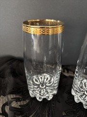 Circleware Versailles Tumbler 12 Oz. Glasses 24k Gold Rim Set Of 4