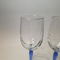 6 Lenox Crystal Wine Glasses Cobalt Blue Stemmed Dual Swag Draped Gold Rim 1980s