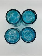 4 Vintage Handblown Turquoise Aqua Teal Blue Swirl Tall Drink Tumblers 12 oz