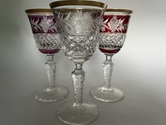 Set 3 Ebeling Reuss Marchioness Cut 2 Clear Wine Liquor Sherry Stem Glasses 5.5″