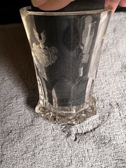 Antique 1850’s Cut Glass Beaker Reactive 365 Nm Glows Heavy