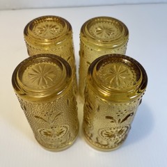 Amber Vintage 4 oz Tumbler Juice Brockway Glass Co set of 4 American Concord