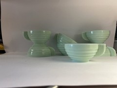 Vintage Jadeite Cup Set 7 Art Deco Style Ribbed Milk Glass Coffee Cups – FRANCE
