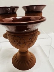 VTG Handmade By Moses~4 Pce Clay Signed Wine Set From The Republic Of Cyprus