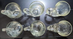SET OF 6 Indiana Glass Tiara Hunter Horn Beer Mug Cup Clear Glass 12 oz Heavy