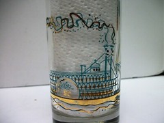 5 Turquoise & Gold Riverboat PaddlewheelerTumblers Glasses 7″ Tom Collins Cooler