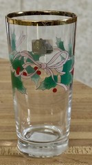 3 Mikasa Ribbon Holly Highball Glasses 6″ Gold Rim Christmas 15 OZ NEAR MINT