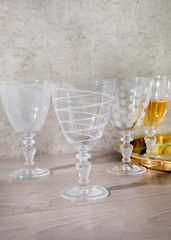 Cheers Wine Goblets, Crystal Wine Glasses, Silver Design, 340Ml, Set of 4