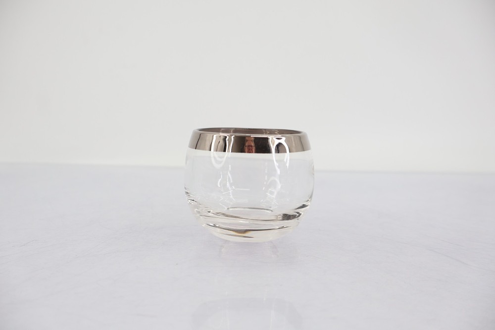 Dorothy Thorpe Style Silver Band Roly Poly Glass Vintage MCM 1960s