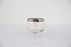 Dorothy Thorpe Style Silver Band Roly Poly Glass Vintage MCM 1960s