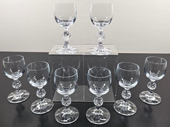 (8) Import Assoc Claudia Cordial Glasses Set Vintage Ball Stemware Bar Retro Lot