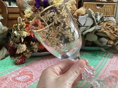 6.75”h x 3.5”d ) Tiffin Franciscan Claret Wine Rambling Rose Etched Gold Rimmed