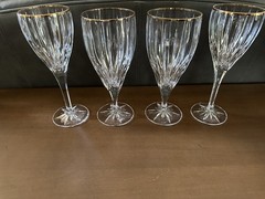 Mikasa Vintage Golden Tiara Crystal Goblets W/Gold Rim 2 Wine 2 Iced Tea/Water