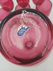 Vintage West Virginia Glass Ruby Red Goblets (6) w/ Decanter Etched “B” Monogram