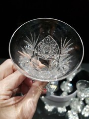 (1) Sherry Glass 4-1/2″ American Brilliant Period cut glass crystal hobstars
