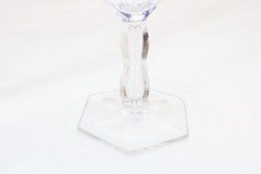 SET 6 BOHEMIAN CZECH CUT TO CLEAR CRYSTAL 5.5″ WINE GLASS GOBLETS Cobalt BLUE