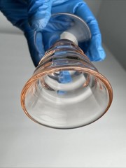 Beautiful Pink Glass Block Optic Tumbler Vase Cocktail Glass