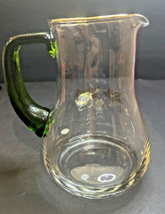 Roemer Bockling Germany Grape Pitcher & 4 Goblets Green Stem Jeweled Glass Set