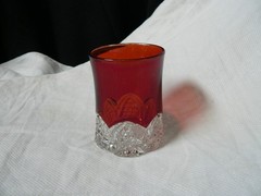 Button Arches Ruby Stained Tumbler EAPG George Duncan & Sons #39 circa 1897