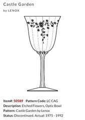 Lenox Castle Garden Crystal Wine Glasses set of 6, Discontinued – Rare Elegance