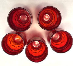 Set of 5 Viking Georgian Ruby 5 Oz Flat Glass Honeycomb Tumbler 3 1/2 inch