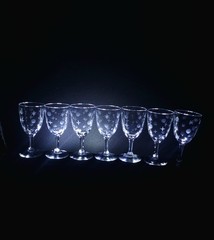Moon & Stars Etched Crystal Water Goblet Set Of 7