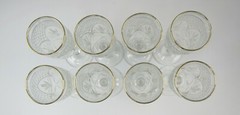 Lot of 8 Cris D’Arques/Durand ANTIQUE GOLD-KNOB STEM Champagne Flutes(s)Multi AV