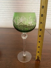STUNNING SET(4) VTG Multicolored Bohemian Grape Cut To Clear Wine Glasses 8.25″H