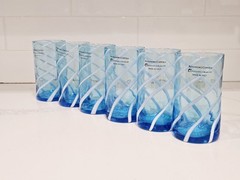 Alessandro Coppola Murano Art Glass Blue Tumblers Set 6 Italy 5.8in