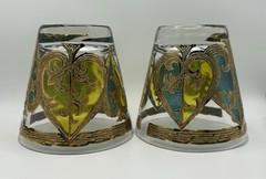 Georges Briard MCM 22k Gold Signed Spade Glasses Set of 4 Double Shot