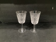 Waterford Crystal Alana Large Wine Water Glasses Ireland Set of 2 *