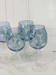 6 Royal Gallery Blue Water Goblet Grape Design