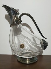 RCR Silverplate Pitcher Decanter Carafe Italian Royal Crystal Rock Vintage
