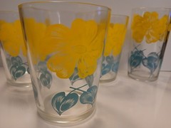 Set Of 4 VTG Mystic Dahlia Glass Tumblers INL#459