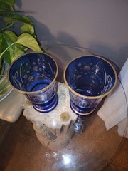 Coppia Bicchieri Calici Vetro Bohemian Erotica Erotic Antik Glass