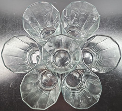 (7) Anchor Hocking Essex Clear 14 Oz Tumblers Set Octagonal Drinking Glasses Lot