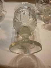 Vintage Indiana Glass Crystal PEBBLE LEAF Clear 6oz. Water Juice 3 Goblets