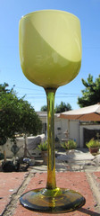 4 CARLO MORETTI 9″ WATER GOBLET CASED GLASS UNUSUAL GREENISH YELLOW COLOR LOT 2