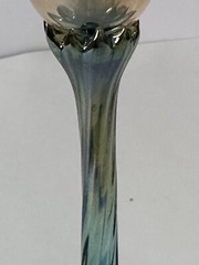 Rick Strini Wine Twists Glass Iron Gold Seafoam Blue Art Glass Hand Blown 9.5″