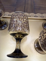Four Mcm Vintage Libbey Wine/whiskey Glasses With Beautiful Scroll Design